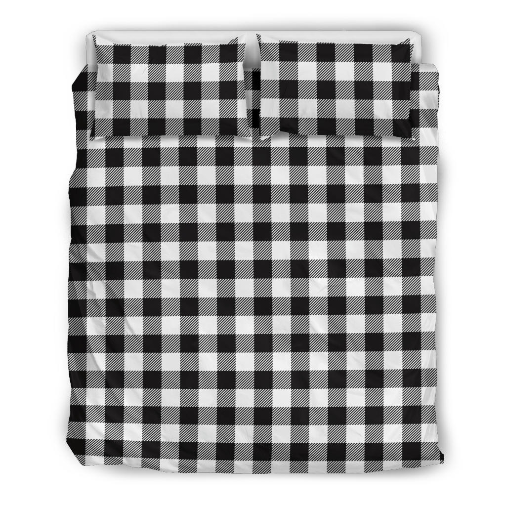 Black and White Buffalo Plaid Print Bedding Set