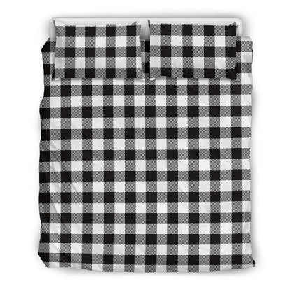 Black and White Buffalo Plaid Print Bedding Set
