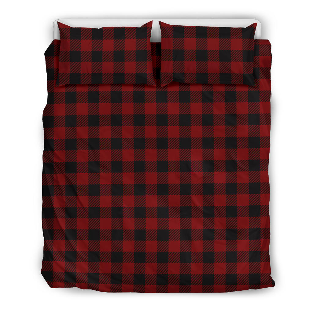 Black and Red Buffalo Plaid Print Bedding Set