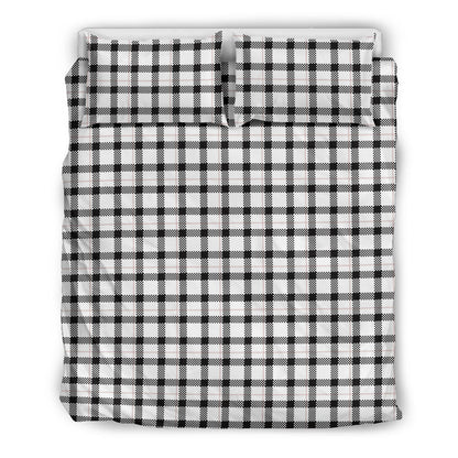 Black and White with Pink Plaid Print Bedding Set