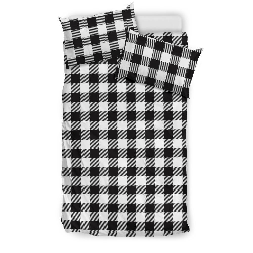 Black and White Buffalo Plaid Print Bedding Set