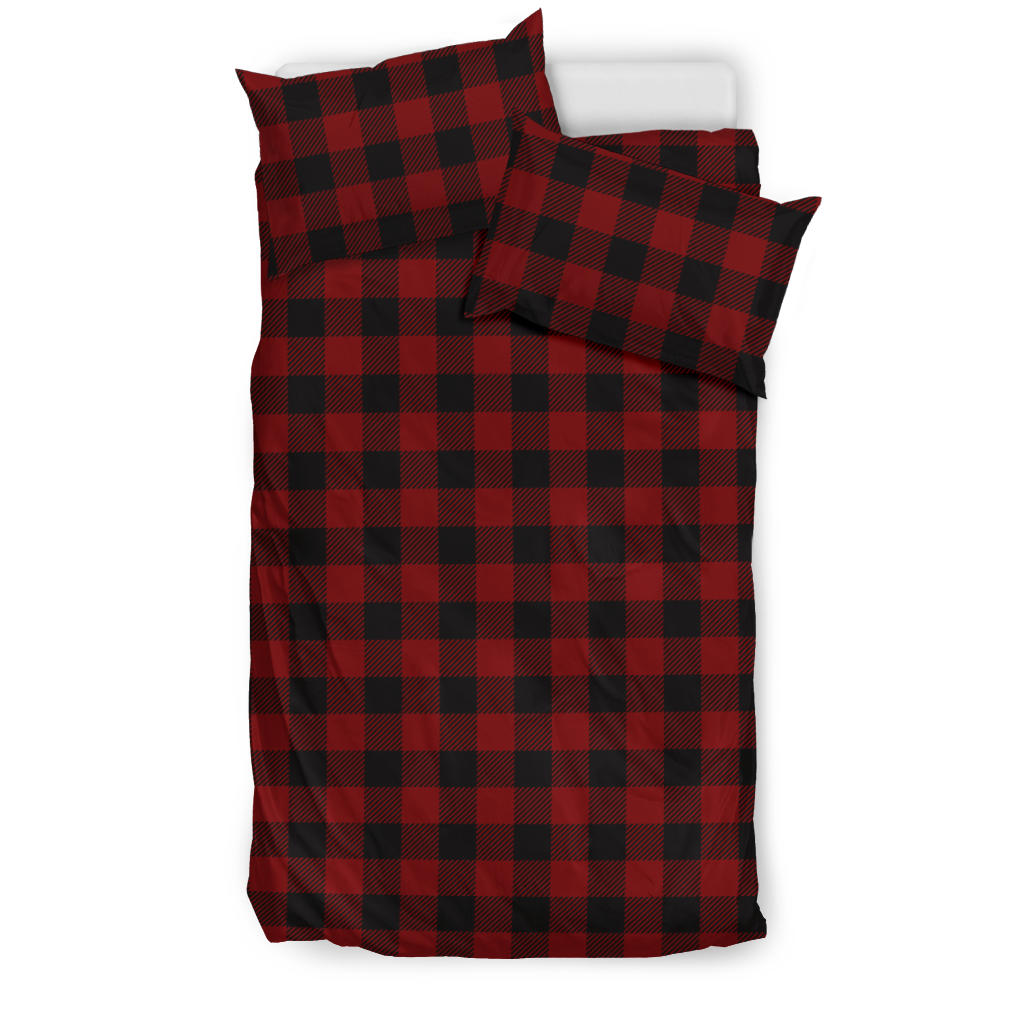 Black and Red Buffalo Plaid Print Bedding Set