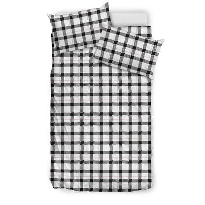 Black and White with Pink Plaid Print Bedding Set