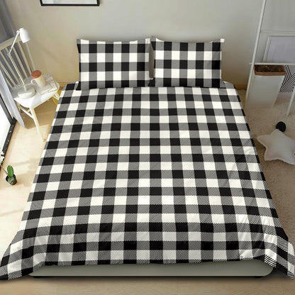 Black and White Buffalo Plaid Print Bedding Set