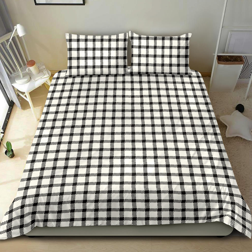 Black and White Buffalo Plaid Print B Bedding Set