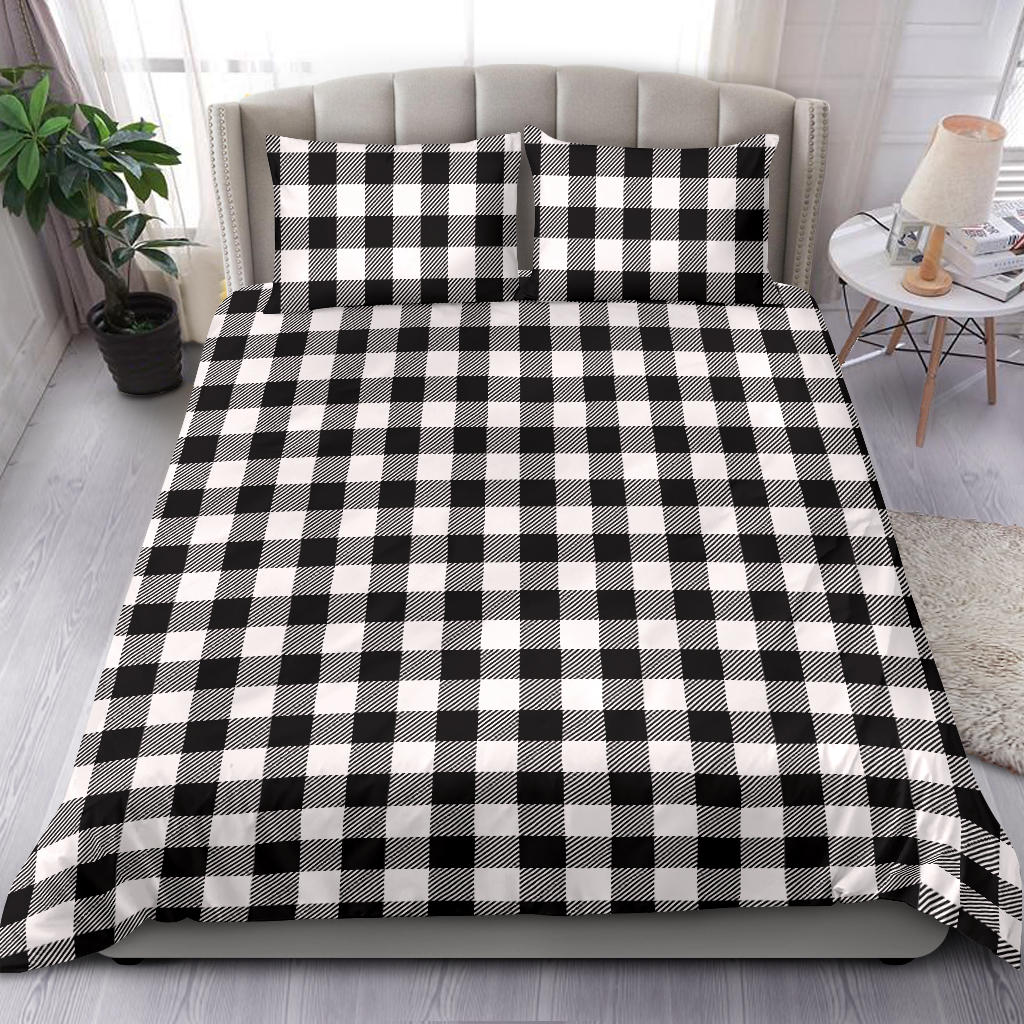 Black and White Buffalo Plaid Print Bedding Set