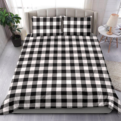 Black and White Buffalo Plaid Print Bedding Set