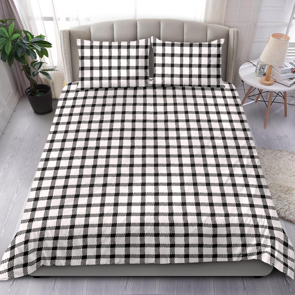 Black and White Buffalo Plaid Print B Bedding Set