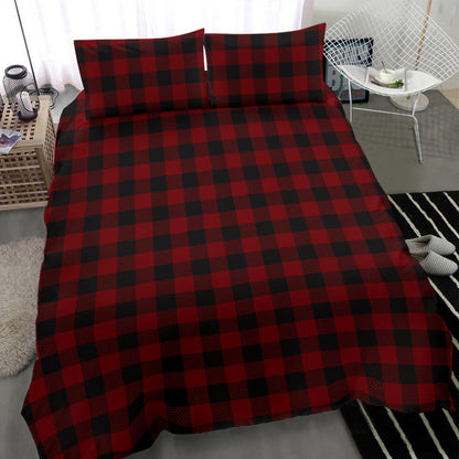 Black and Red Buffalo Plaid Print Bedding Set