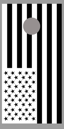 Black and White American Flag Cornhole Board Decal Wrap