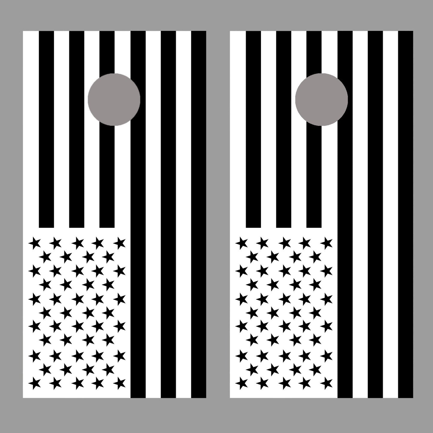 Black and White American Flag Cornhole Board Decal Wrap