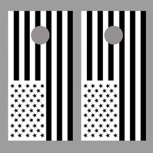 Black and White American Flag Cornhole Board Decal Wrap