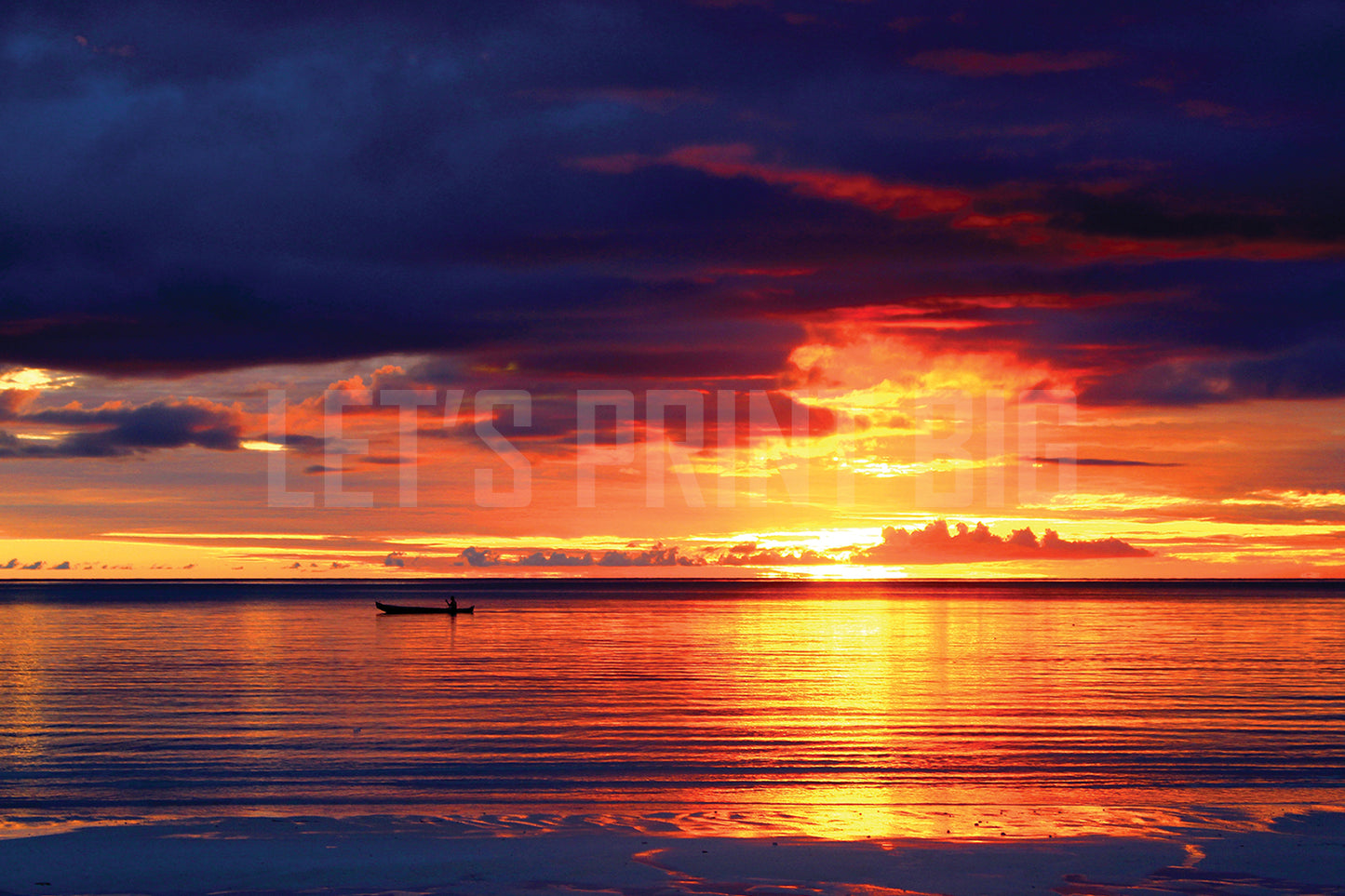 Backlit Beach Dark Clouds Wall Mural