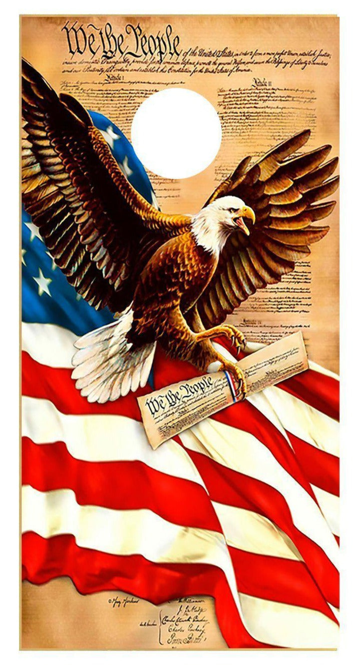Eagle Cornhole Skins Flag Constitution Decal Wraps single