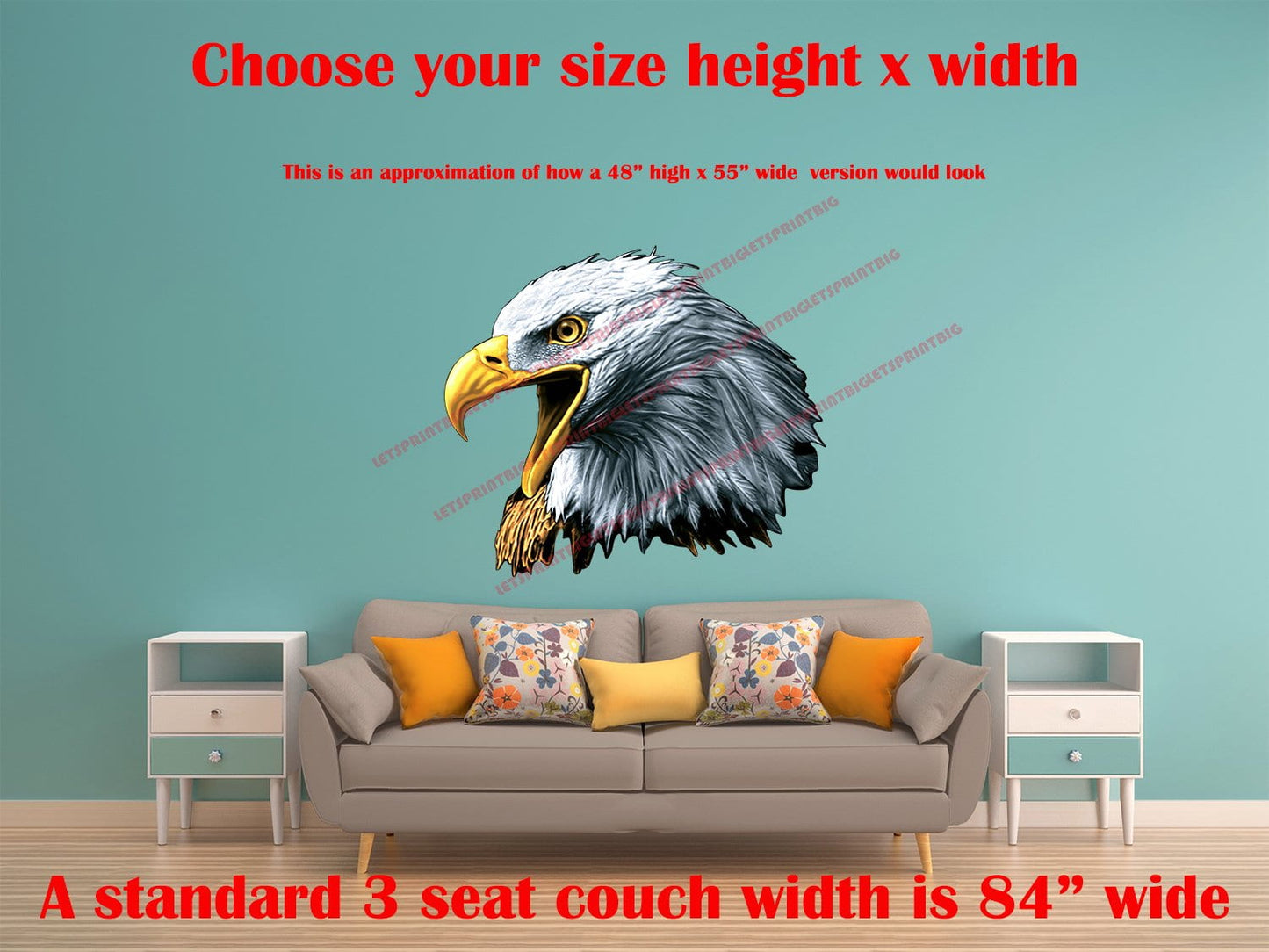 American Bald Eagle Head Wall Art Wall Decal Indoors Outdoors Large