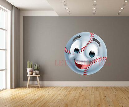 Baseball Emotion Face Cartoon Wall Art Decal