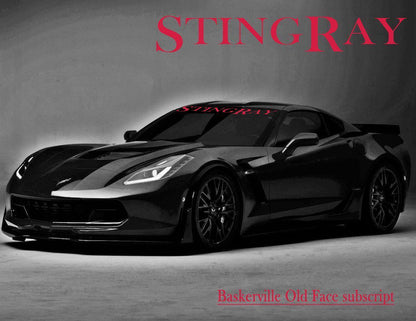 Windshield Decal "STINGRAY" Corvette Banner Visor Sticker Choose your font - Let's Print Big