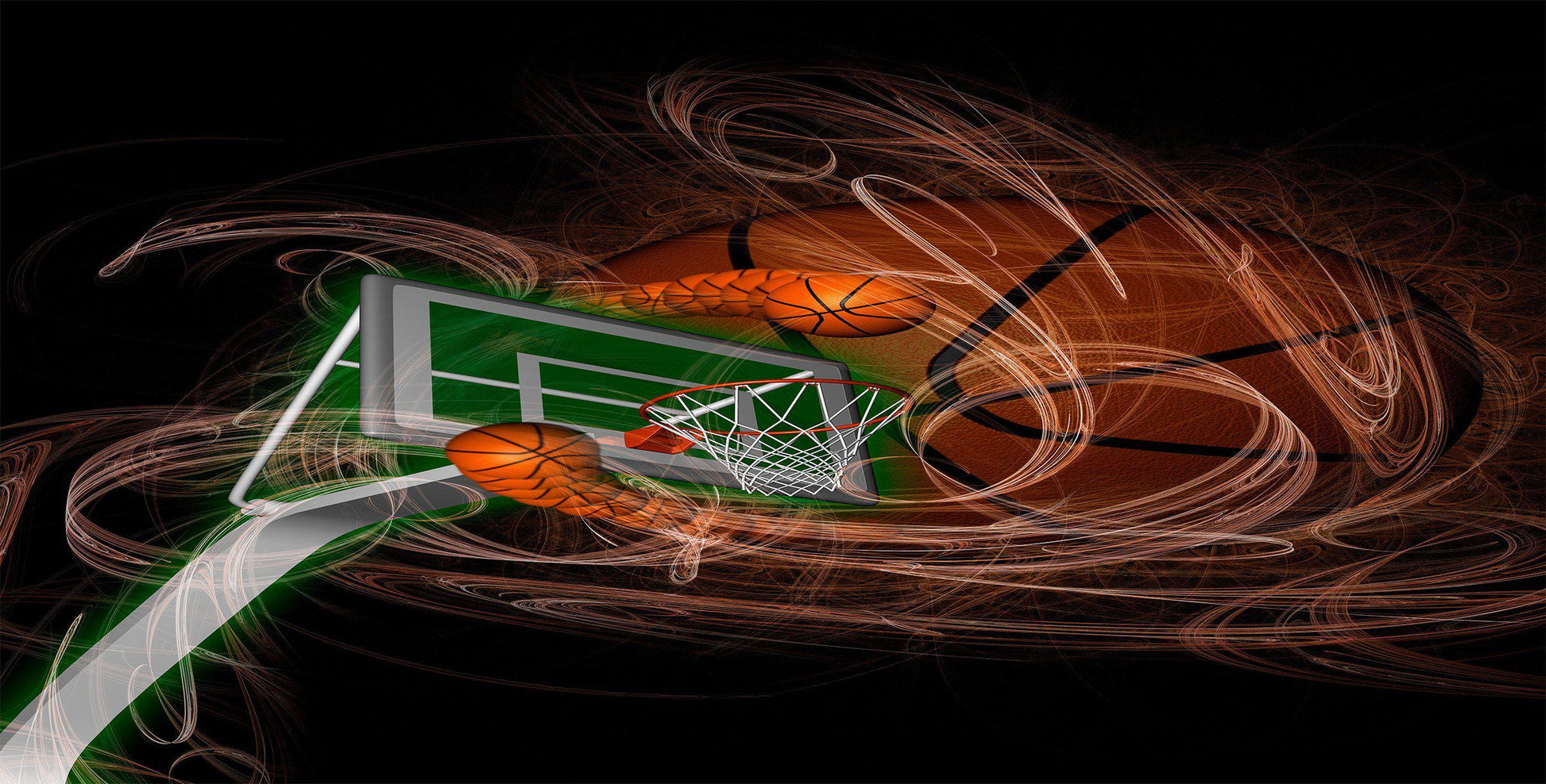 Man Cave - Garage Combo Basketball Goal Wallpaper and Court Floor Graphics - Let's Print Big