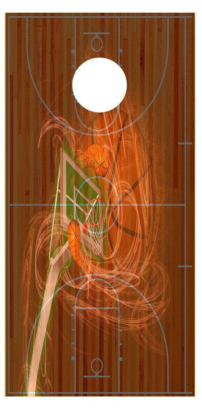 Basketball Court Goal Fade Cornhole Board Decal Set-2 Decals Bean Bag Toss - Let's Print Big