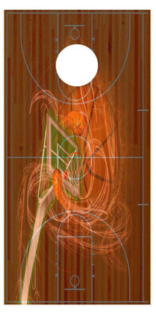 Basketball Court Goal Fade Cornhole Board Decal Set-2 Decals Bean Bag Toss - Let's Print Big