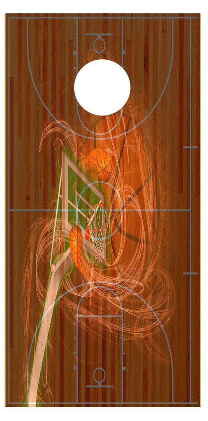 Basketball Court Goal Fade Cornhole Board Decal Set-2 Decals Bean Bag Toss - Let's Print Big