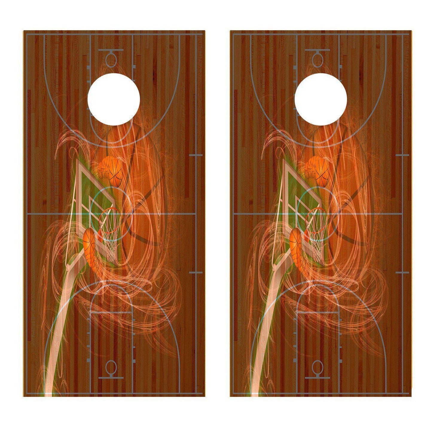 Basketball Court Goal Fade Corn Hole Decal Wrap