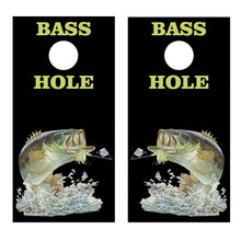 Bass Hole Fishing Cornhole Black Cornhole Board Decal - Let's Print Big