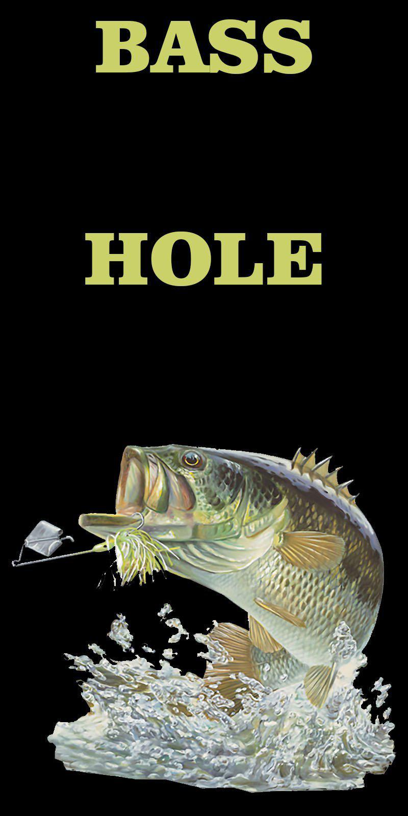 Bass Hole Fishing Cornhole Black Cornhole Board Decal - Let's Print Big