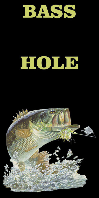 Bass Hole Fishing Cornhole Black Cornhole Board Decal - Let's Print Big