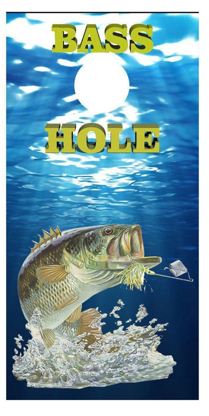 Bass Hole Water View Fishing Corn Hole Decal Wraps - Let's Print Big