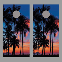 Beach Sunset Palm Tree Corn Hole Decal Wrap