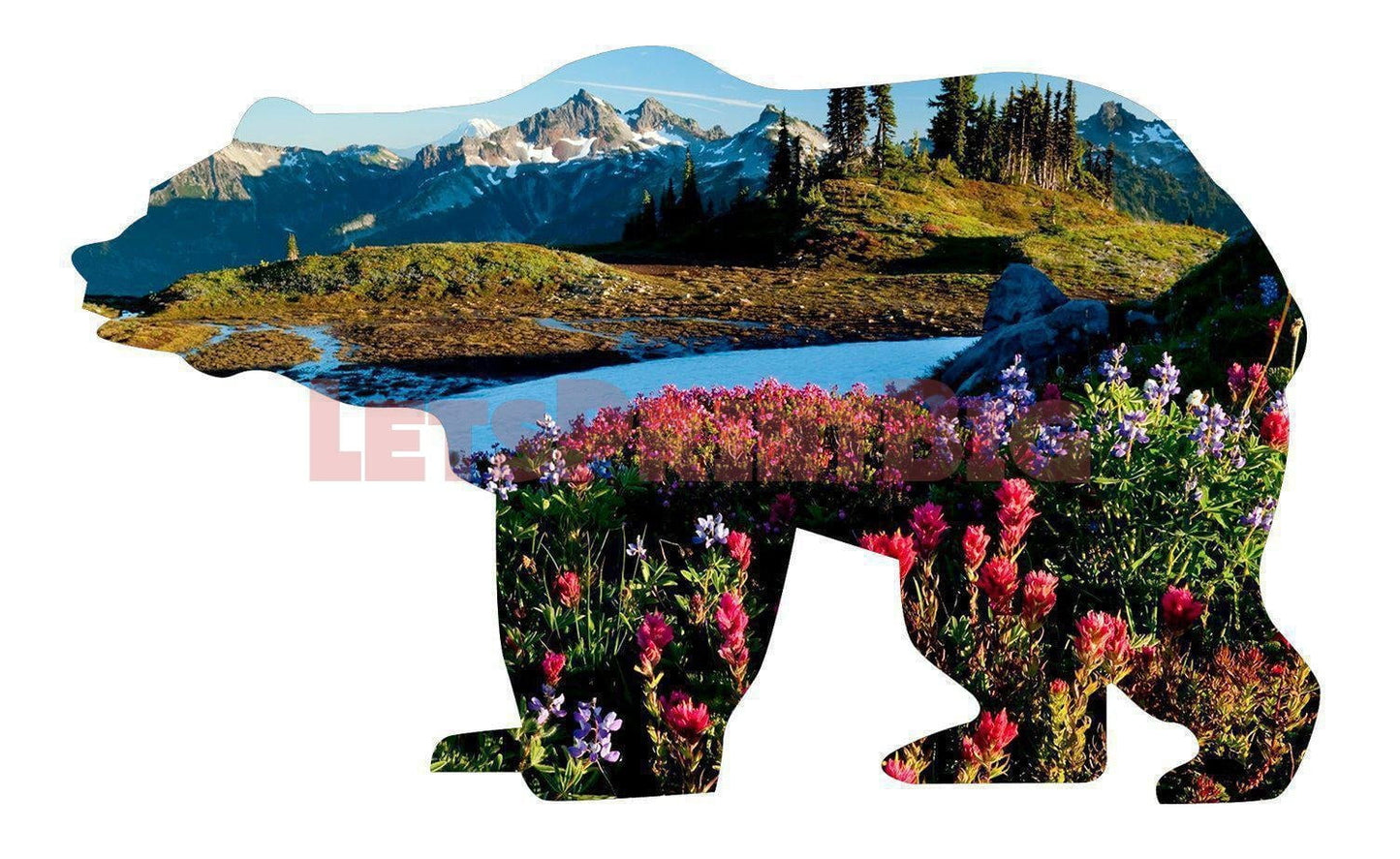 Bear Silhouette Montana Background Image Large Wall Decals