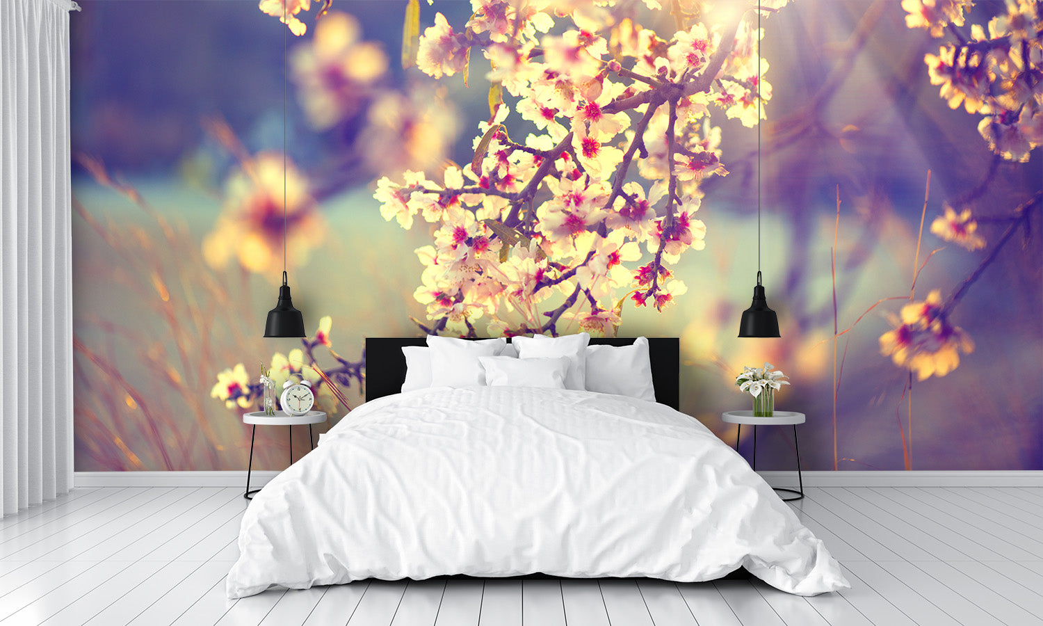 Beautiful Nature Scene with Blooming Tree Wall Mural