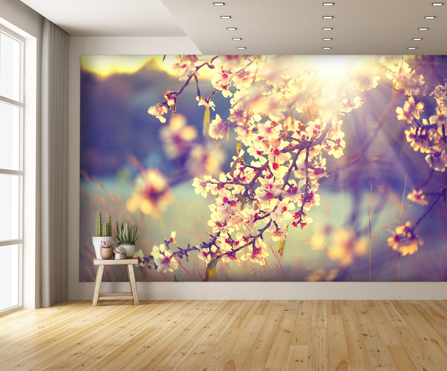Beautiful Nature Scene with Blooming Tree Wall Mural