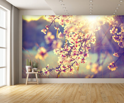 Beautiful Nature Scene with Blooming Tree Wall Mural