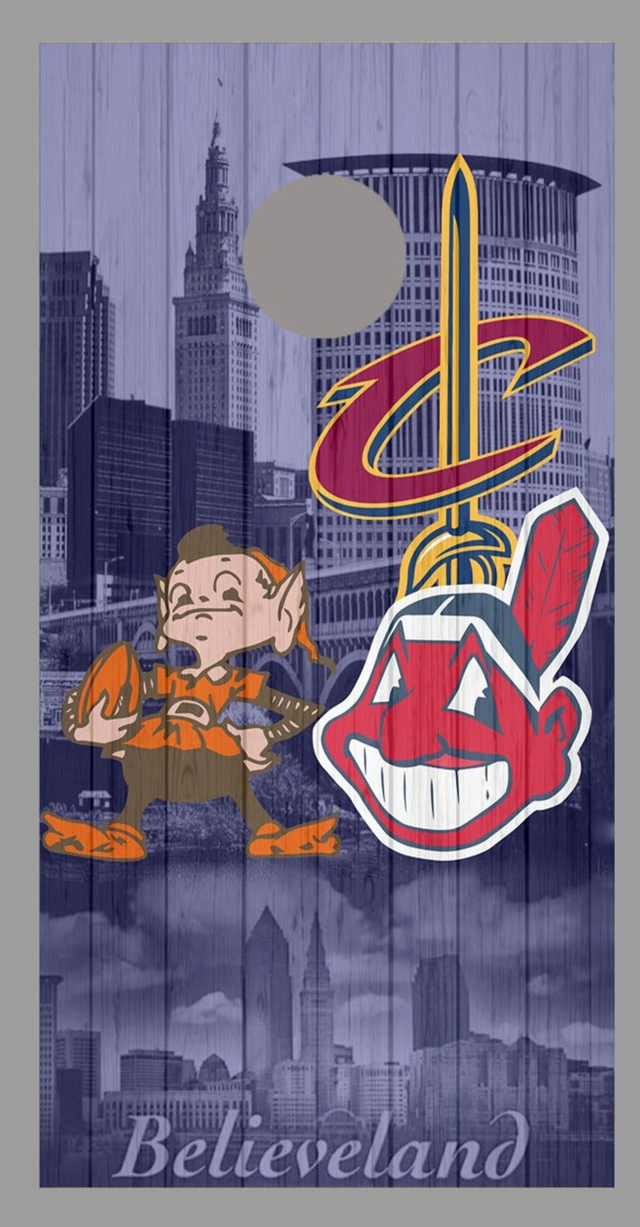 Cleveland Believeland Corn Hole Board Decal Wrap