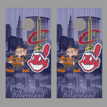Cleveland Believeland Corn Hole Board Decal Wrap
