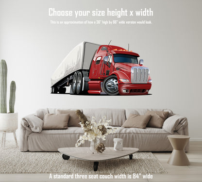 Car Art Big Rig Semi Truck Cartoon Wall Decal