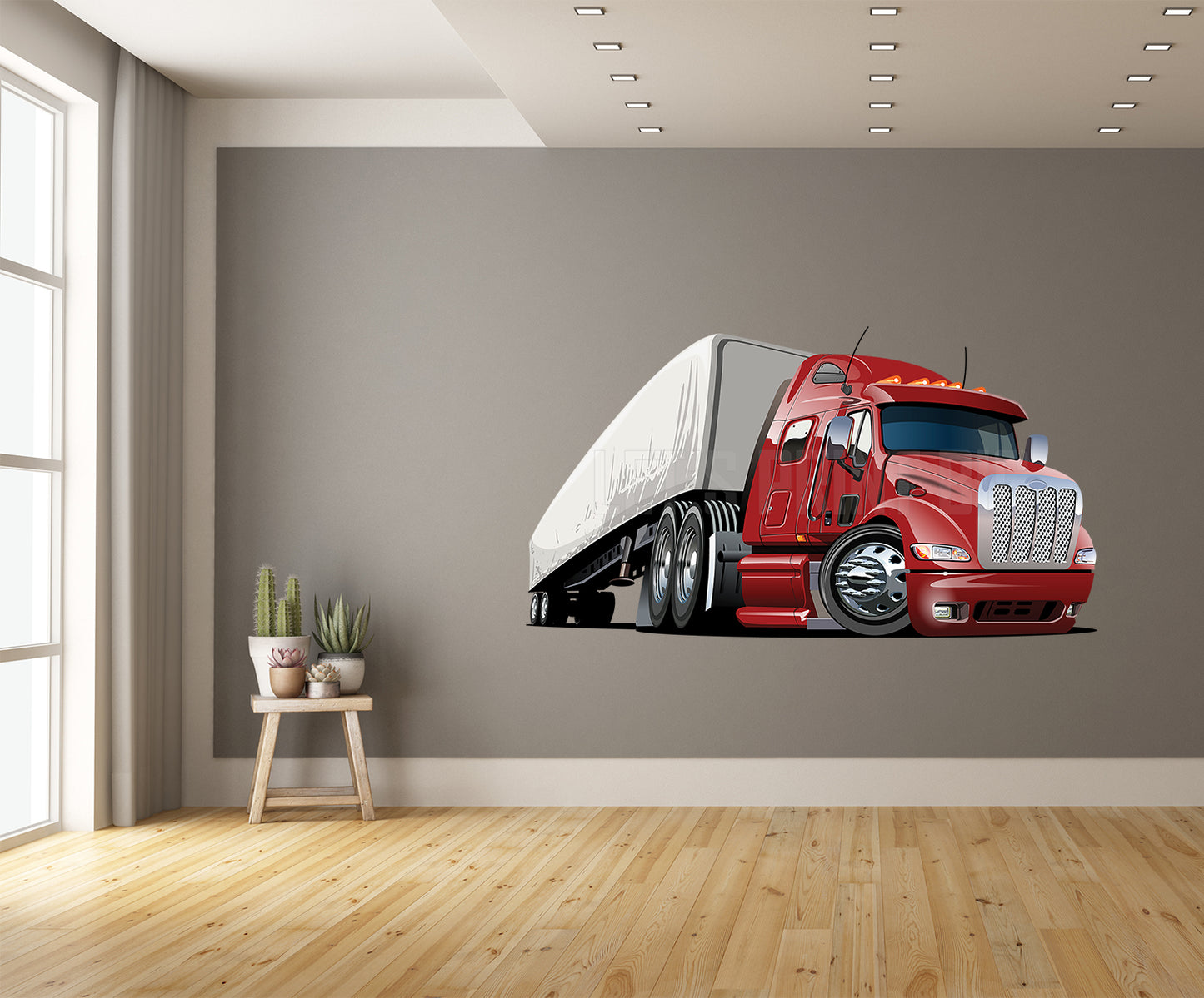 Car Art Big Rig Semi Truck Cartoon Wall Decal