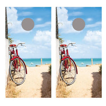 Bike on Beach Trail Cornhole Board Decal Wraps