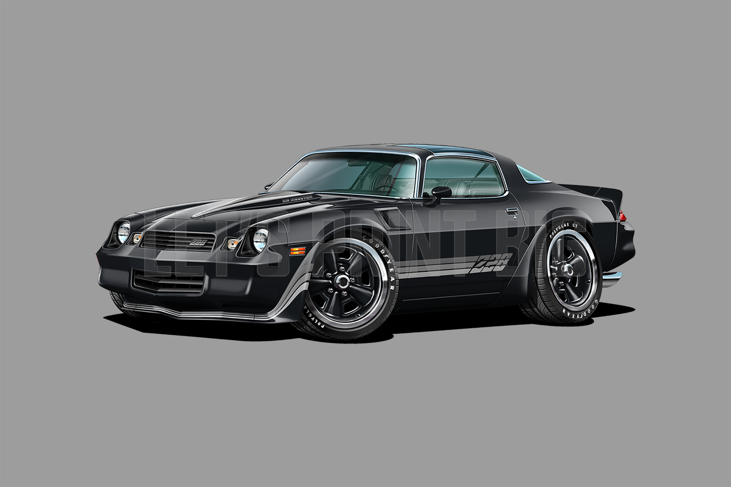 1981 Camaro T-Top Black Muscle Car Art Wall Decal