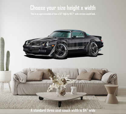 1981 Camaro T-Top Black Muscle Car Art Wall Decal