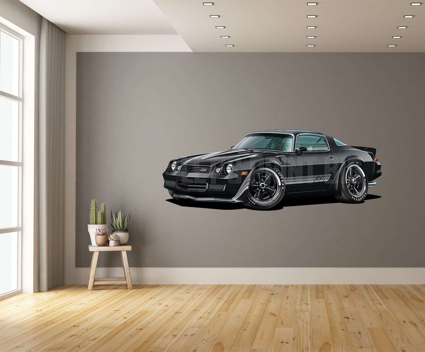 1981 Camaro T-Top Black Muscle Car Art Wall Decal