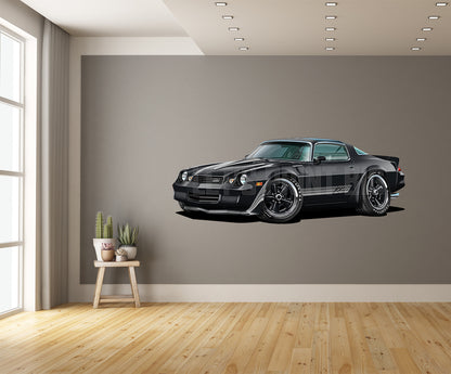 1981 Camaro T-Top Black Muscle Car Art Wall Decal