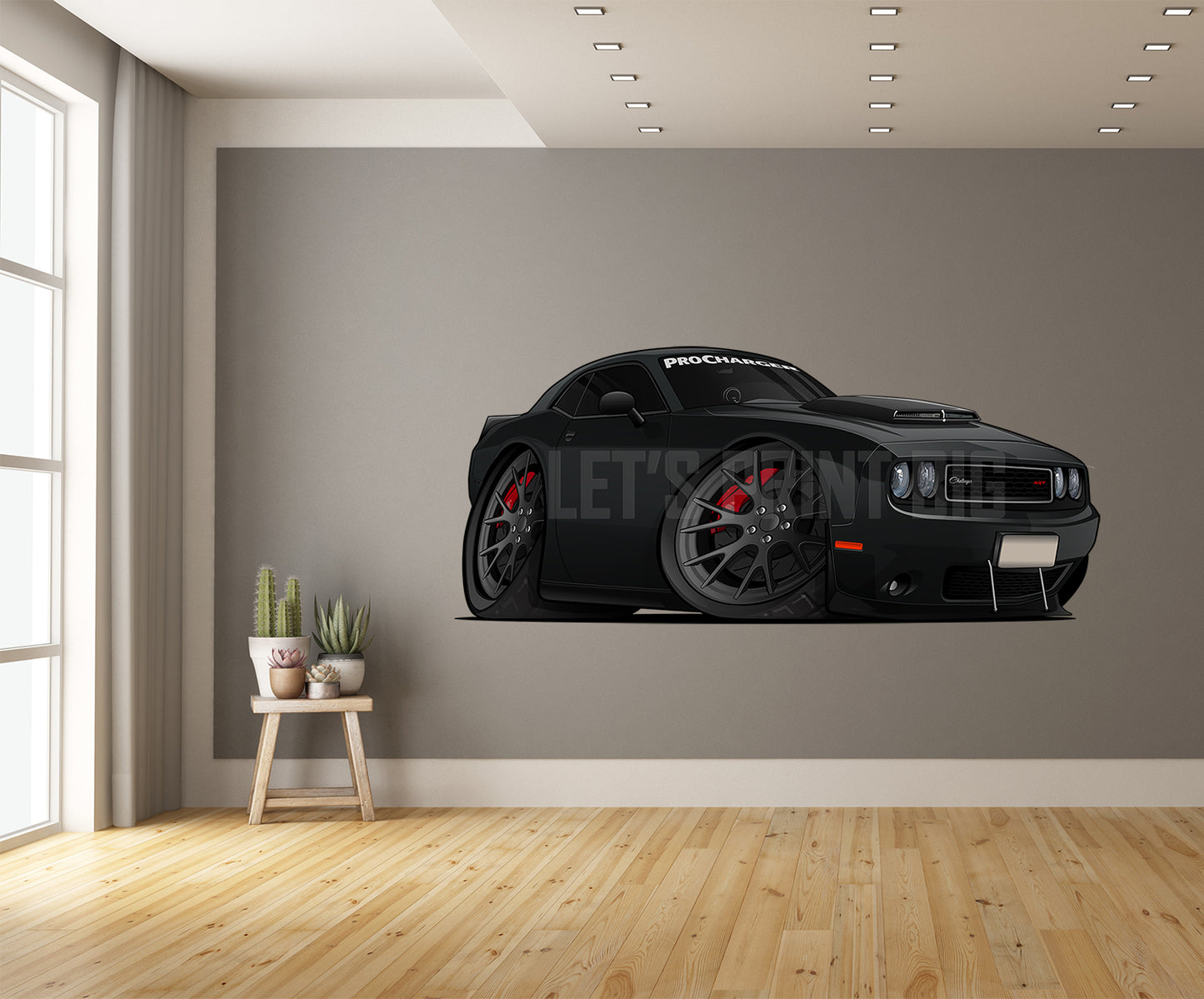 Car Art Black Challenger Wall Decal