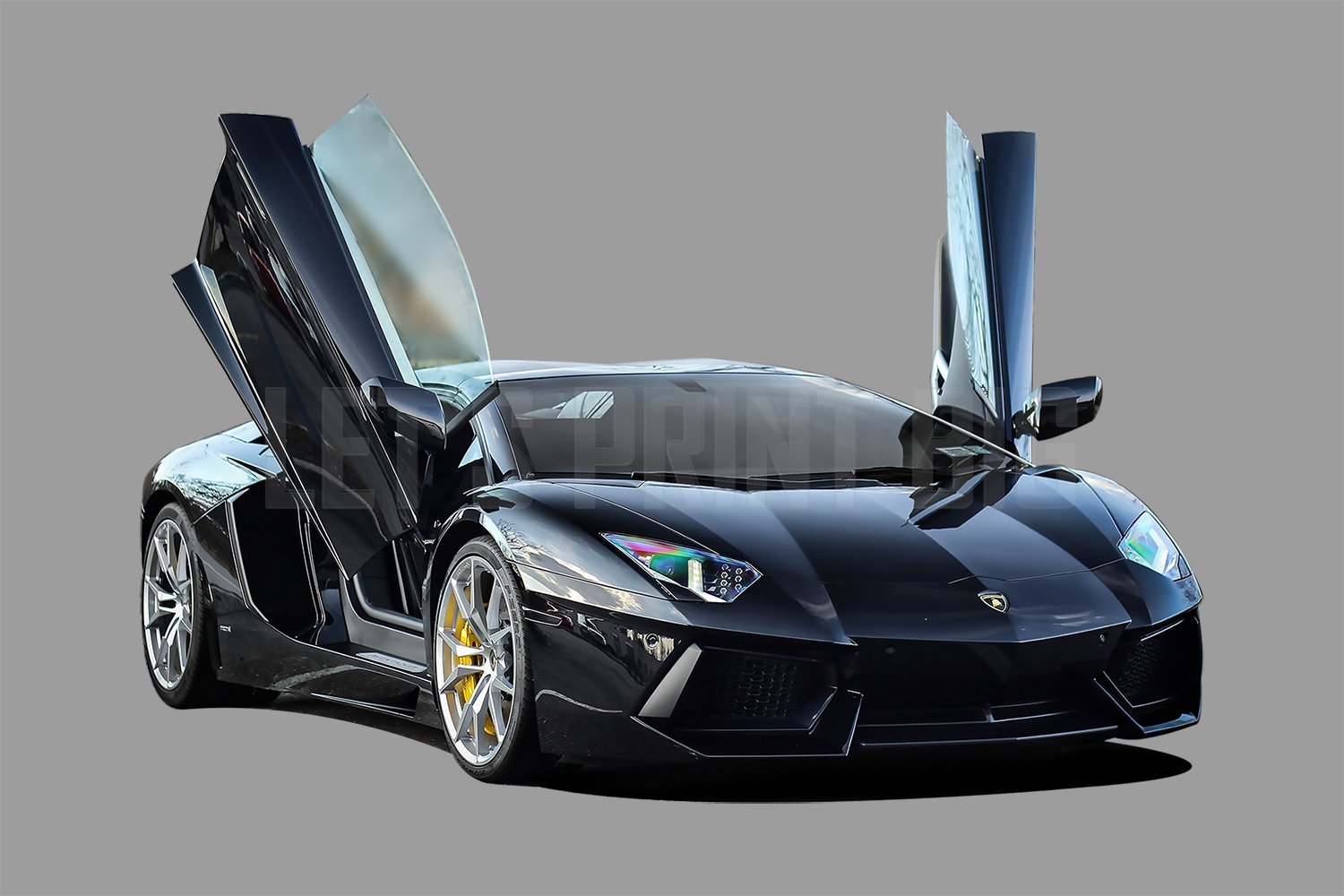 Car Art Black Lamborghini Aventador Doors Up Wall Decal