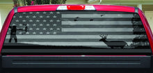 Bow Hunter American Flag Deer Rear Window Decal for Truck