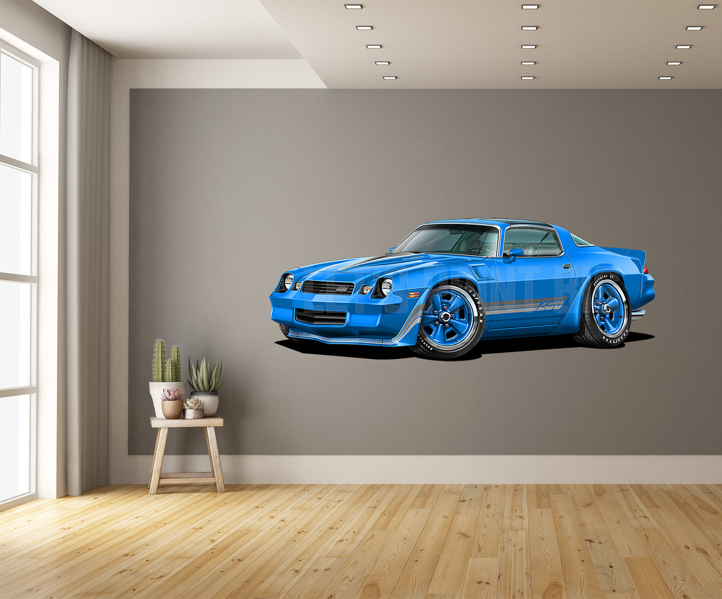 1981 Camaro T-Top Blue Muscle Car Art Wall Decal