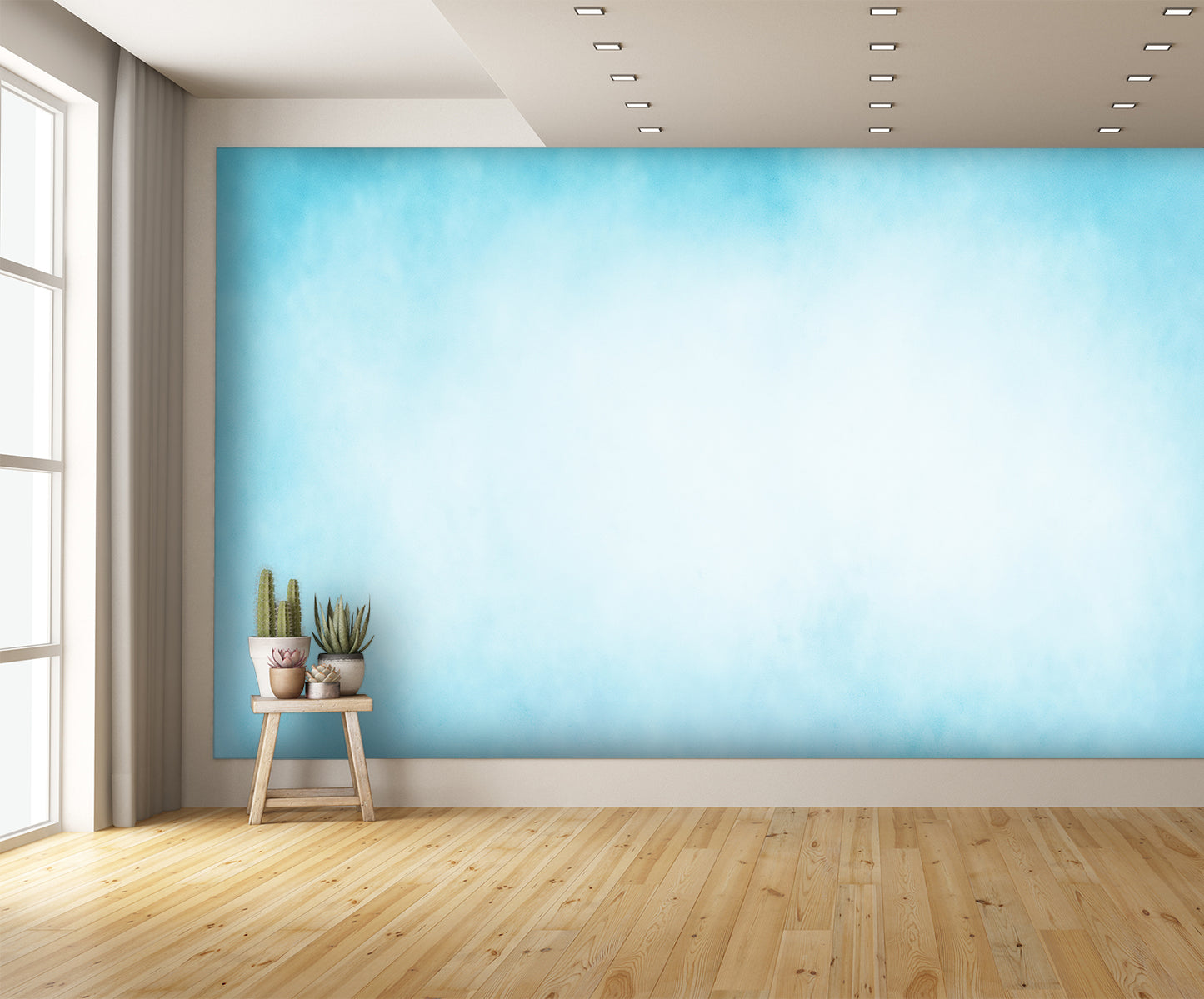 Blue and White Textured Art Mural Wallpaper