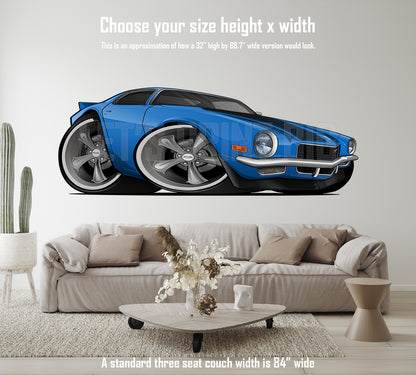 Car Art 1970 Blue Camaro Z28 Hot Rod Cartoon Wall Decal